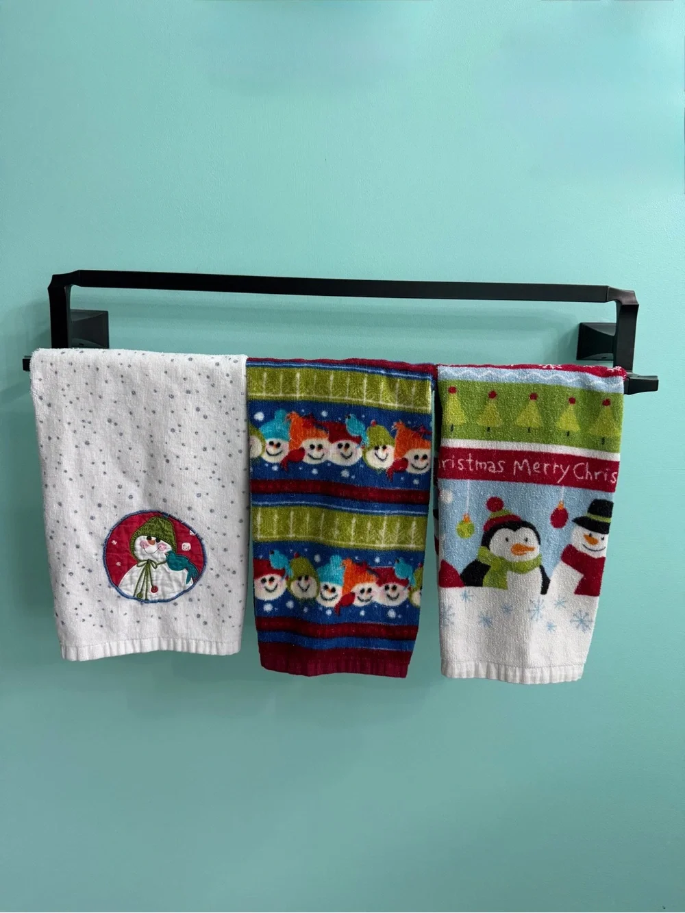 Christmas Holiday Kitchen Hand Towels - Set of 7 Red, White, and Green Colored